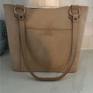 Portland leather suede Tan Leather Tote Bag